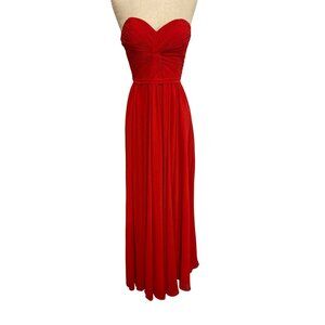 Dancing Queen Red Strapless Pleated Sweetheart Gown Size M